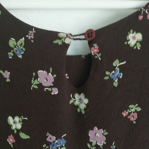 Mini Boden Dress Girl 5-6 yr Brown Floral Empire Flutter Sleeve Cottagecore - Picture 6 of 10